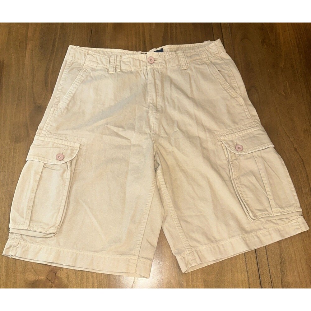 East Hampton Clothing Co. Shorts Mens 34 Beige 100% Cotton Cargo Pockets Bermuda